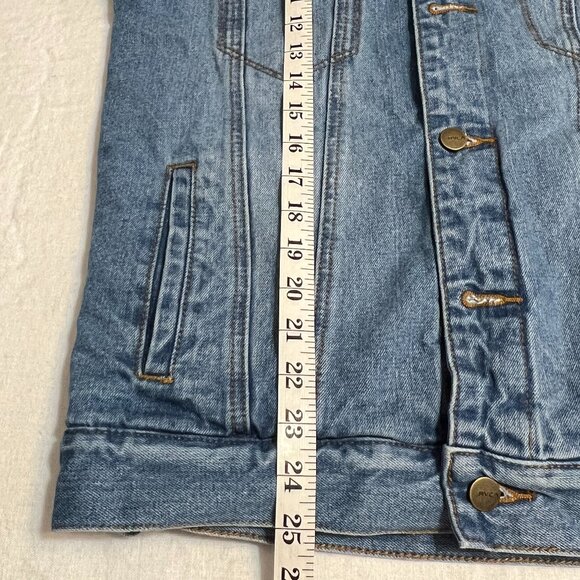 RVCA Men's Sherpa Lined Denim Jacket Size M Blue Jean Trucker Fleece Collar - Picture 6 of 9